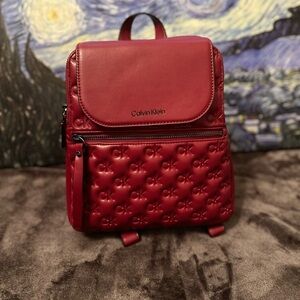 Calvin Klein Red Quilted Backpack-tags Removed
